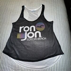 Ron Jon Surf Shop Cocoa Beach Mesh Tank Top Black Rainbow Logo Medium‎ OD-547N
